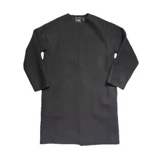 Theory Straight Fit Coat in Black Wool Cashmere Blend Women's Small